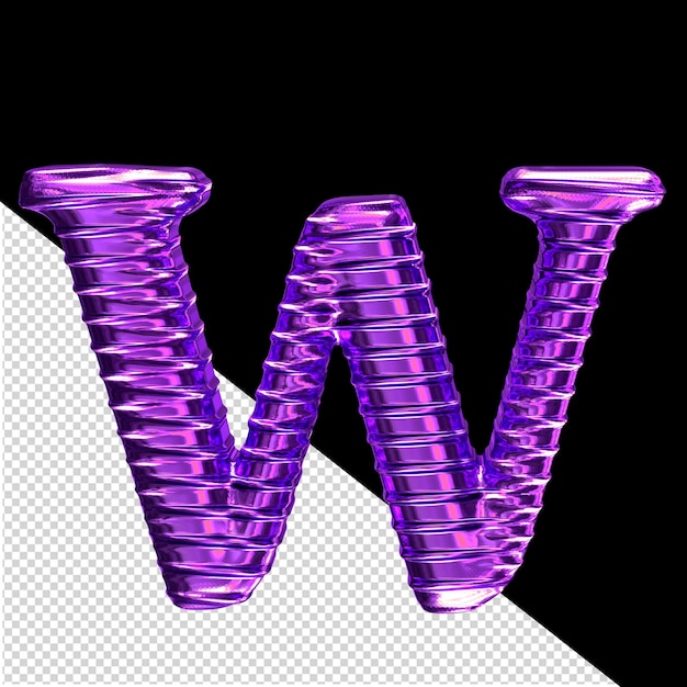 Rebbed dark purple symbol letter w