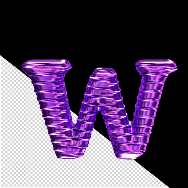 Rebbed dark purple symbol letter w