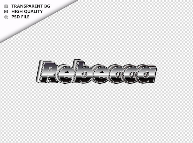 PSD rebecca typography text silver black psd transparent