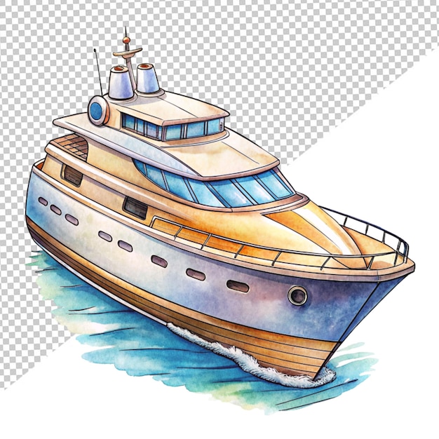 PSD ręce narysowane karikaturowe jachty na przezroczystym tle