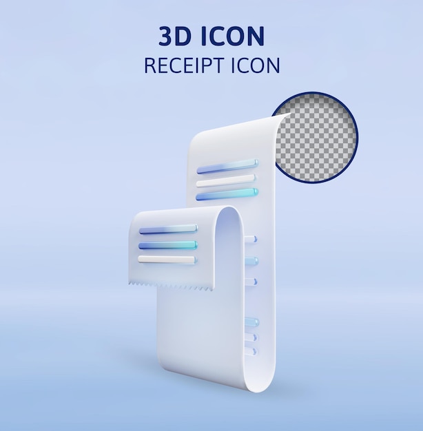 Receipt 3d icon rendering illustration