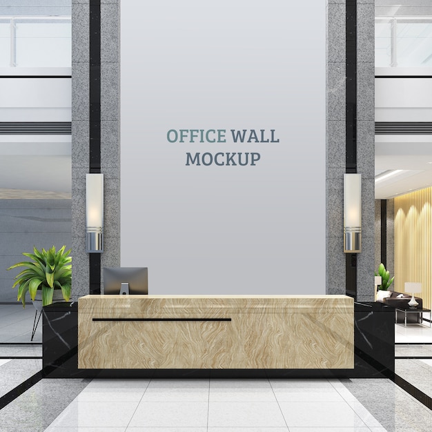 PSD reception made of natural stone with wall mockup