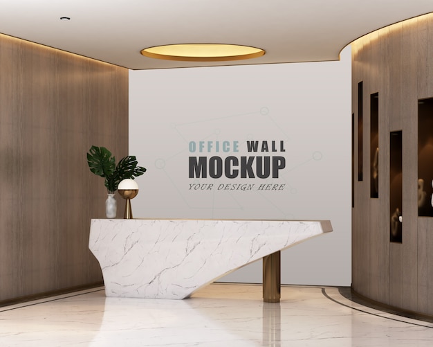 Spazio reception con mockup di pareti dal design moderno