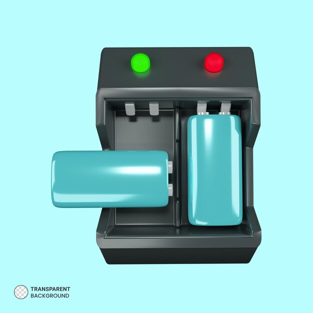 PSD rechargeable battery and charging dock icon isolated 3d render illustration