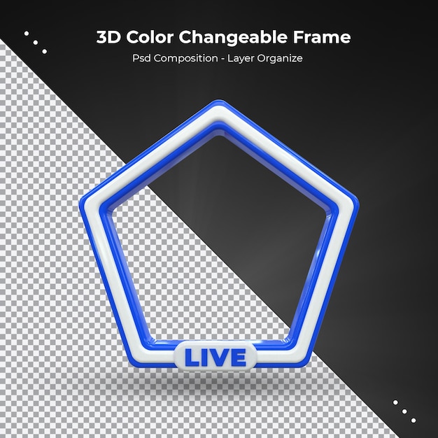 Rechthoekig profiel 3d frame kleurrijk glanzend voor livestreaming op sociale media