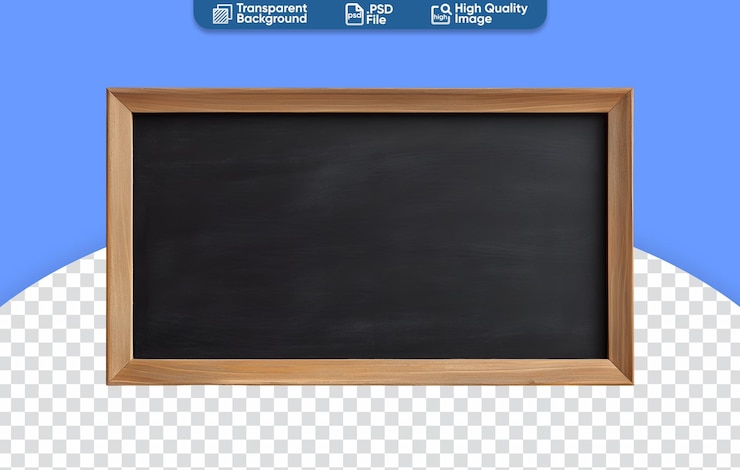 PSD rechthoekig schoolbord met houten frame en blank bord