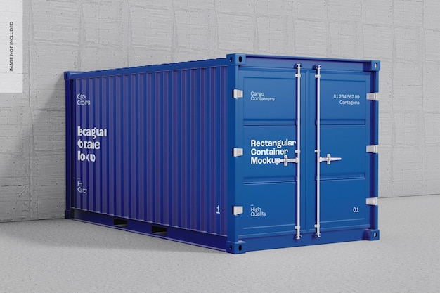 Rechthoekige container met betonnen achtergrondmodel, linkeraanzicht