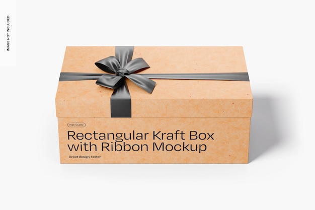 Rechthoekige kraft box met ribbon mockup