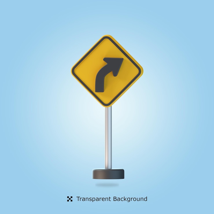 PSD rechtse curve vooruit teken 3d pictogram illustratie