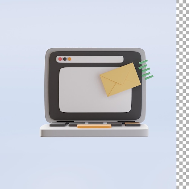 PSD recieved email with laptop 3d illustration