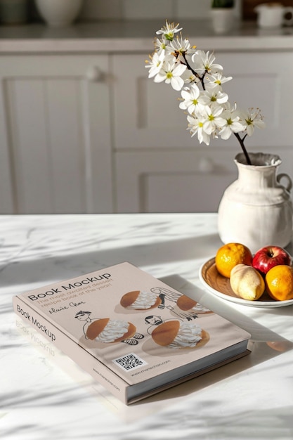 PSD recipe book in kitchen mockup