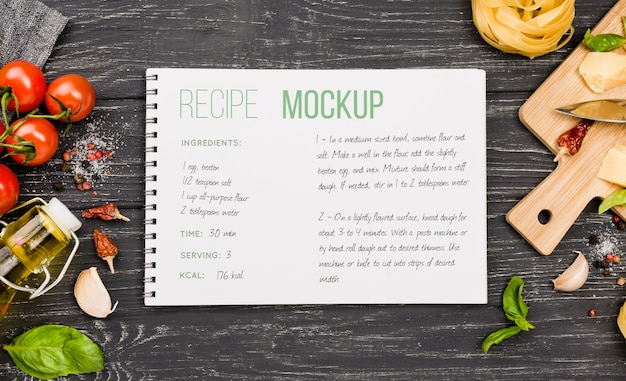 Recipe mock-up and food arrangement