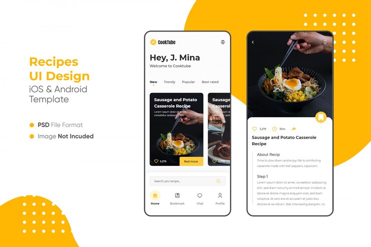 PSD recipes app desgin
