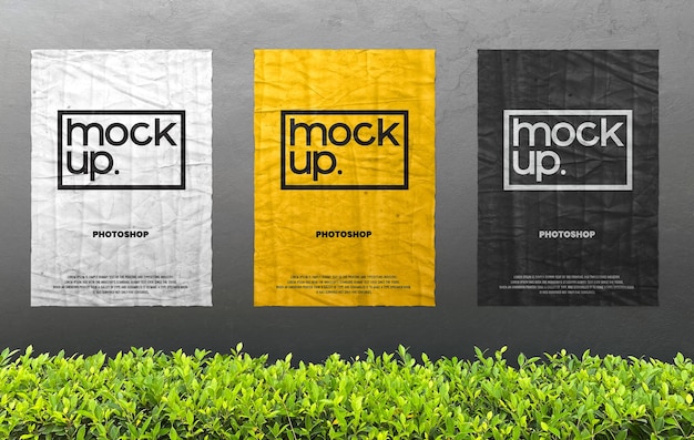 Reclameposter op muur realistische mockup