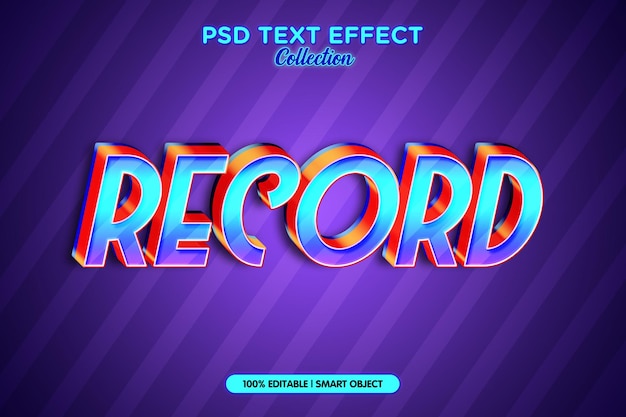 PSD record retro style text