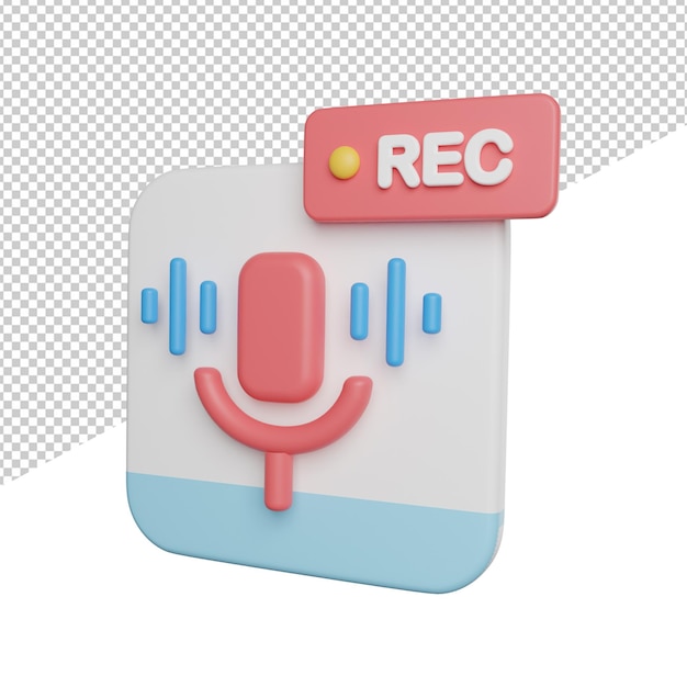 Запись звука звук сбоку 3d рендеринг иконки иллюстрации на прозрачном фоне