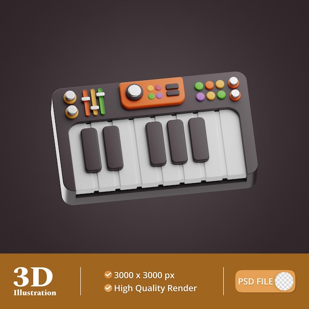 PSD recording record piano illustration 3d