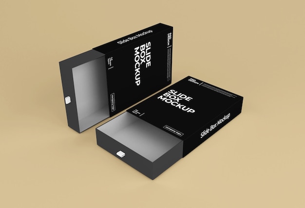 Rectangle paper slide box packaging mockup