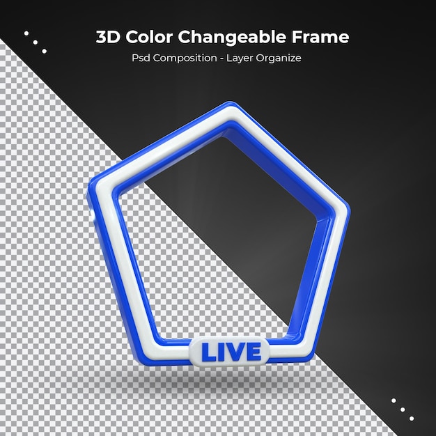 직사각형 프로필 3d 프레임 소셜 미디어에서 라이브 스트리밍을 위한 다채로운 광택