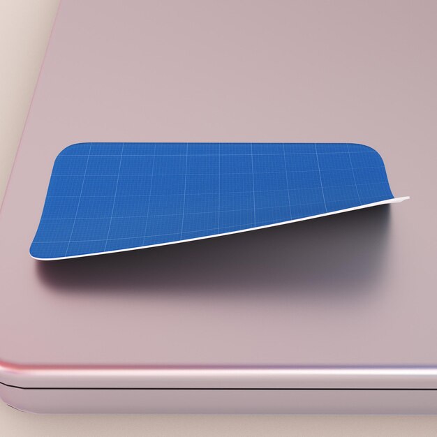 PSD adesivo rettangolare sul mockup psd del laptop con design personalizzabile