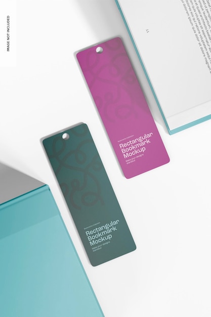 rectangular bookmarks mockup top view
