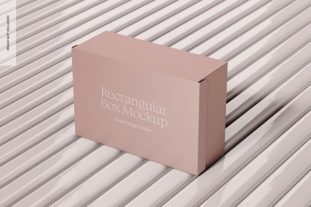 Rectangular Box on Metallic Panel Mockup