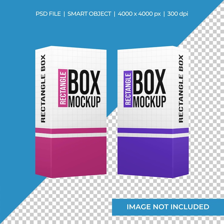 PSD rectangular box mockup with 2 viewpoints
