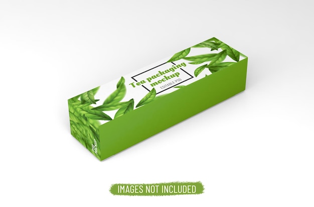 Шаблон упаковки прямоугольной коробки для макета дизайна чайной продукции на чистом фоне