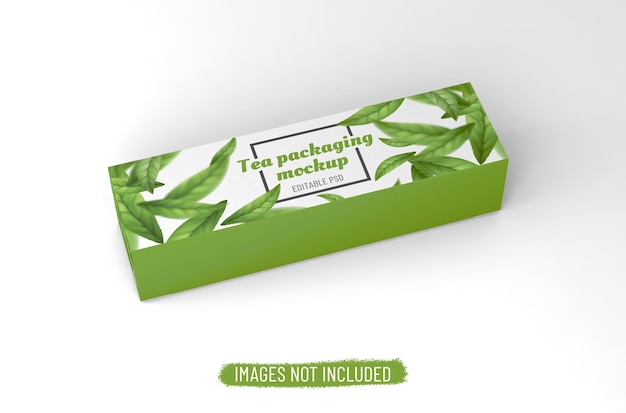 Rectangular box packaging template for tea products design mockup On clean background