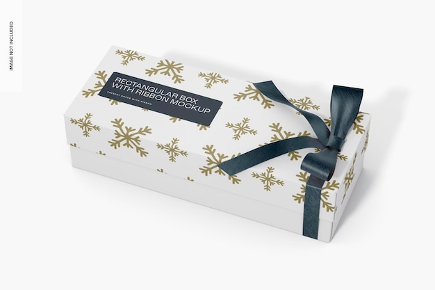 PSD rectangular box with ribbon mockup