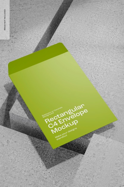 PSD rectangular c4 envelope mockup, left view