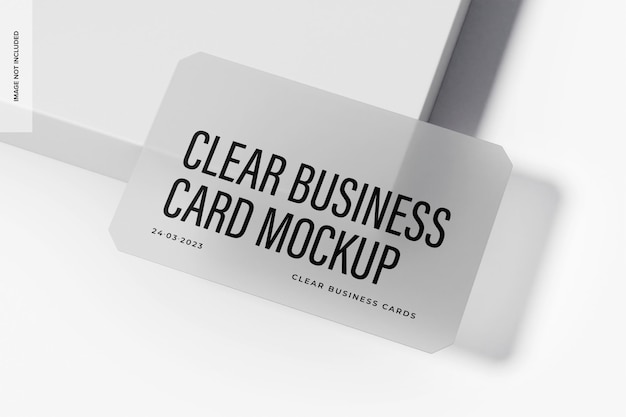 Rectangular clear business card mockup, on podium