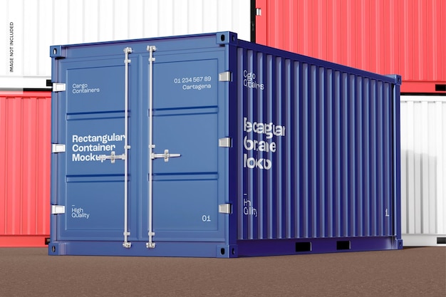 PSD rectangular container mockup, front view