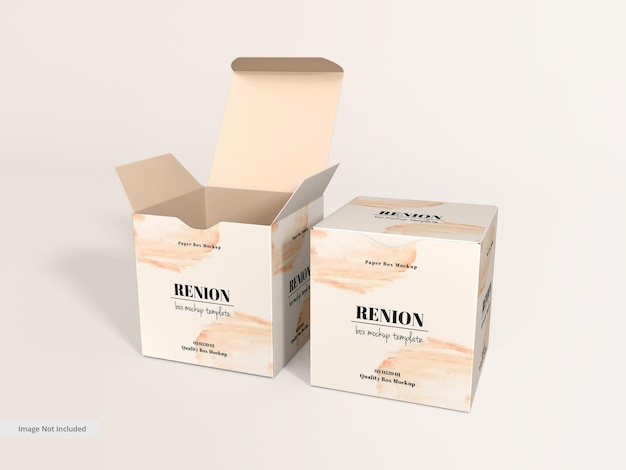 PSD rectangular cosmetic product paper box branding mockup