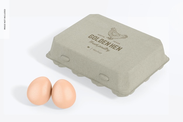 PSD rectangular egg carton for 12 mockup, closed