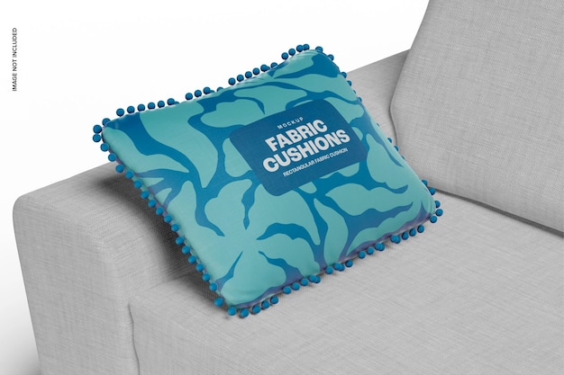 Rectangular fabric cushion mockup, leaned