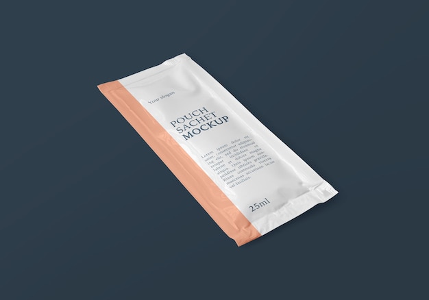 Rectangular foil pouch sachet mockup