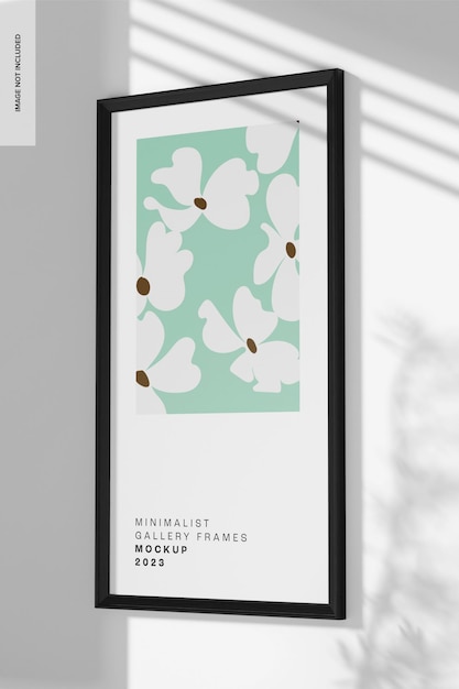 PSD rectangular gallery frame mockup, hanging