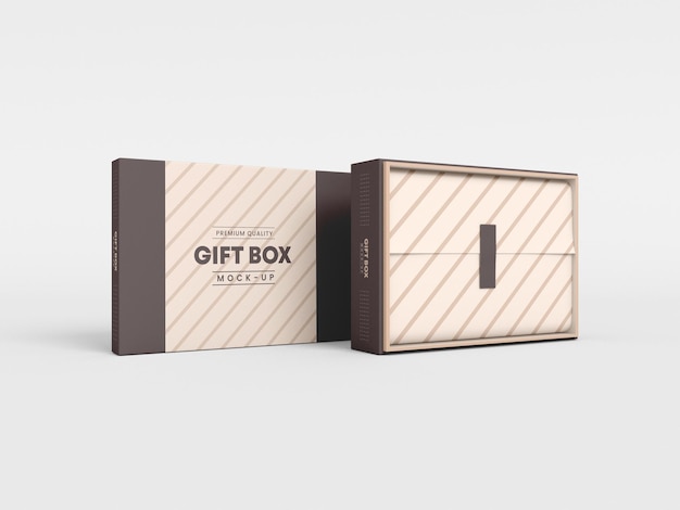 PSD rectangular gift box with cover mockup