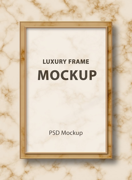 Rectangular glass frame mockup on marble background