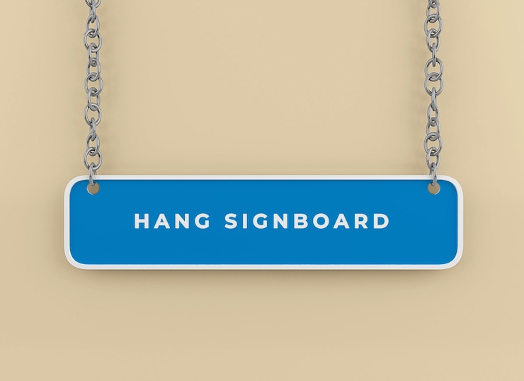 PSD rectangular hanging signboard mockup template
