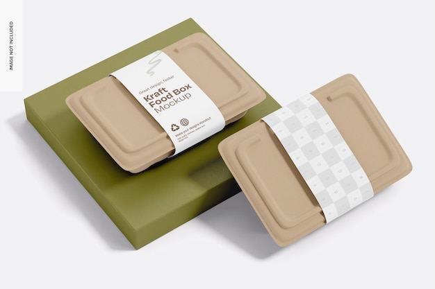Rectangular Kraft Food Boxes Mockup