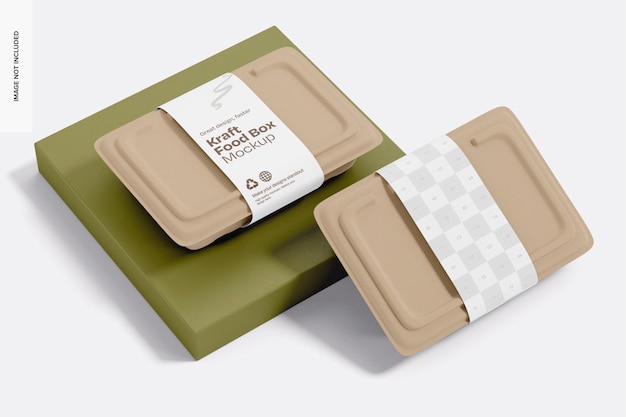 Rectangular kraft food boxes mockup