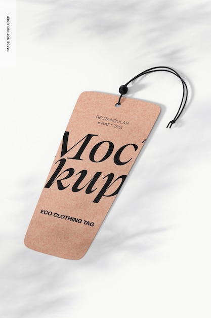 Rectangular kraft tag mockup, high angle view