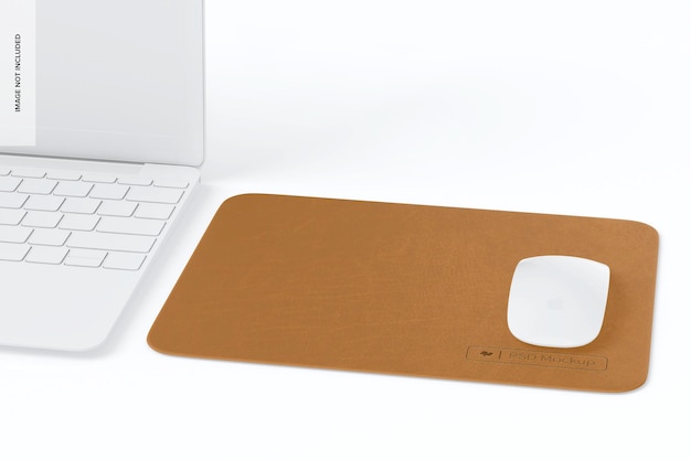Rectangular Leather Mouse Pad Mockup, Front View