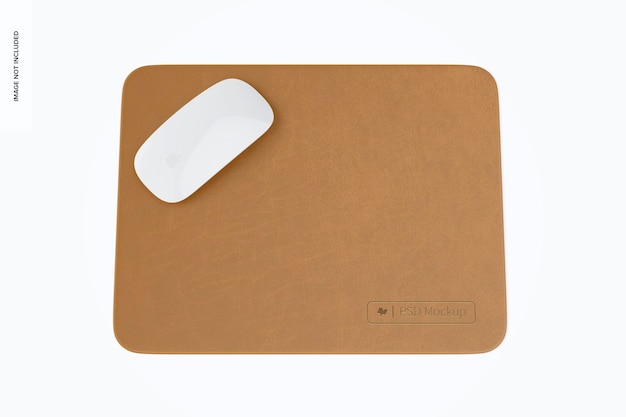 Rectangular leather mouse pad mockup, top view