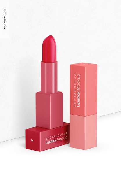 Mockup di rossetto rettangolare, vista prospettica