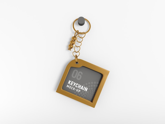 PSD rectangular metal keychain mockup