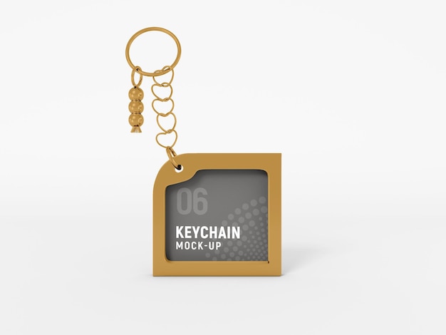 Rectangular Metal Keychain Mockup