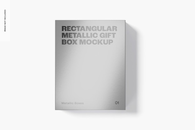 Rectangular metallic gift box mockup, top view